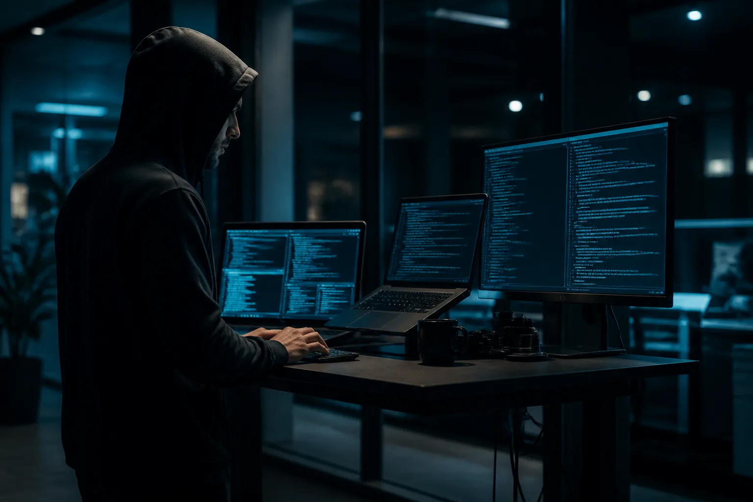 Developer running the seo-robots-ai skill in a terminal across Claude Cursor and Antigravity